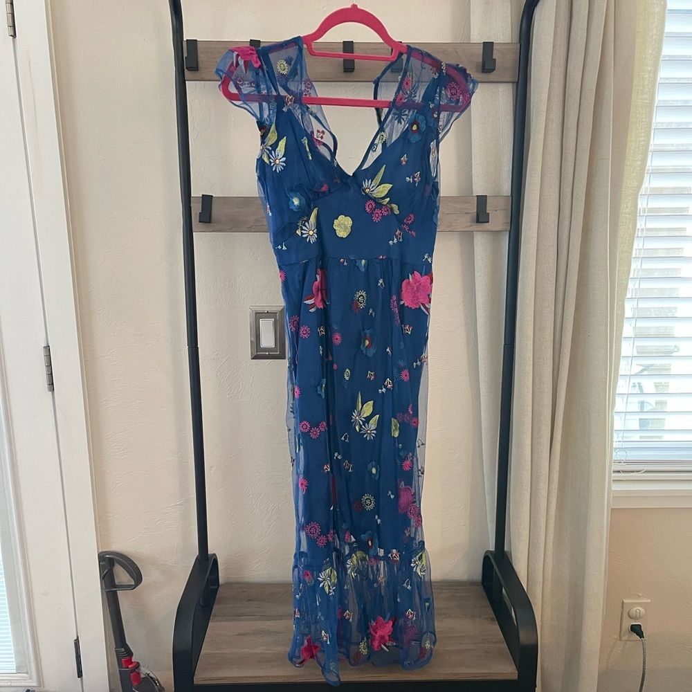 Anthropologie Blue Floral Dress